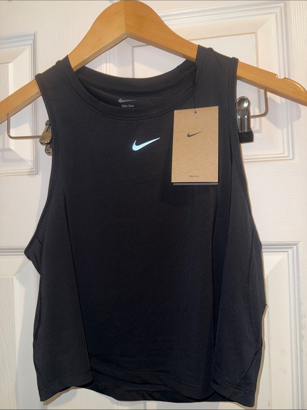 Nike Black Women's Tank Top crop style with Reflective Swoosh